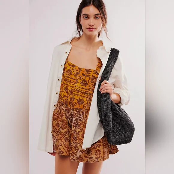 NWT Free people Palm Bay Printed Shortalls SIZE Small